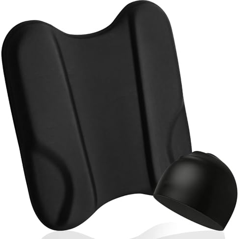 Planche de Natation, Accessoire d'Entraînement de Natation (Noir) | Kickboard avec Poignées pour Adultes, avec Silicone Bonnet de Piscine, Solide, pour Entraînement & Exercices de Natation
