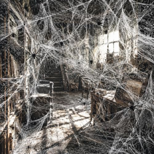 ZHITENG 300g Telarañas Halloween Elástica Telaraña Halloween con 100 Arañas