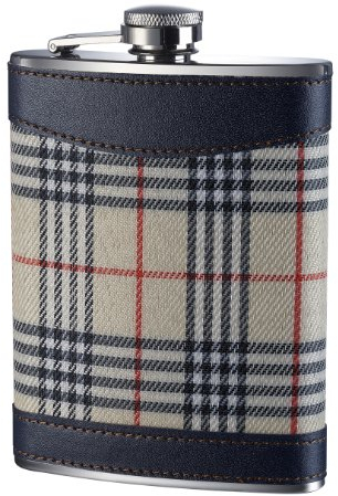 Premier Housewares 0508268 Flasque en Acier Inoxydable Tartan Crème 8 oz