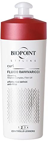Biopoint Styling - Fluido Ravvivaricci, Definisce e Valorizza i Capelli Ricci, Mossi Naturali o con Permanente, Azione Anticrespo, Dona Brillantezza e Morbidezza, 200 ml