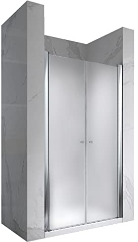 i-flair Duschtür LIMA mit Pendeltüren, 76x185 cm Verstellbereich von 76-80 cm Höhe: 185 cm Nischentür Duschabtrennung aus satiniertem 6mm NANO ESG Sicherheitsglas - DTF 185