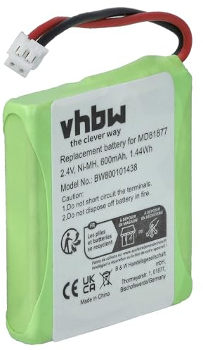 vhbw NiMH Akku 600mAh (2.4V) kompatibel mit schnurlos Festnetz Telefon Medion MD81877, MD82711, MD82772, MD82877 Ersatz für 5M702BMX, GP0827, GP0845, GPHP70-R05.