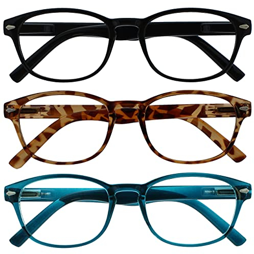 OPULIZE Occhiali Da Lettura Speciale 3 Pacco Misto Offrire Mare Blu Marrone Tartaruga Nero Donna Uomo RRR76-123 +3,50