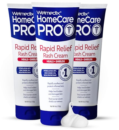 Welmedix Adult Diaper Rash Cream - Zinc Oxide Cream & Moisturizing Skin Barrier Cream, Maximum Strength Diaper Rash Cream for Adults, Skin Protection Ointment - 4oz, Pack of 3
