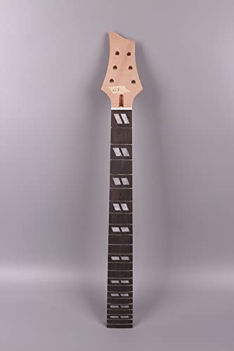 Yinfente Gitarrenhals für E-Gitarre, 22 Bünde, 64,8 cm, Palisander-Griffbrett, Parallelogramm-Inlay, Bolzen an der Ferse, DIY-Gitarrenhälse, Ersatzbolzen am Hals