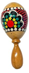 Mini Maracas - Multicoloured Wood - Hand Carved Musical Instrument Short Maraca