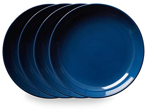 Corelle Stoneware 4-Pc Meal Bowl Set, Handcrafted Artisanal Double Bead Cereal Bowls, Solid Glaze Stoneware, 8-1/2-Inch Pasta Bowl Set, Oatmeal