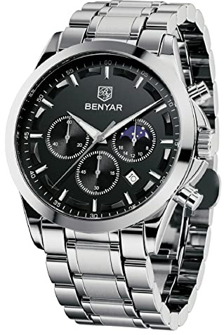 BENYAR by Relojes Hombre Cronografo Analógico Impermeable Luminoso Reloj Hombre Regalo Elegante