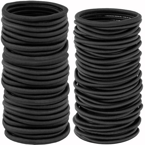 YXYL Hair Ties - 220 PCS Black Hair Ties, Premium Elastic Hair Bands for Women Men Ponytail Holders, Hair Elastics Tie for Medium Thick Curly Hair, 120PCS 4mm, 100PCS 3mm