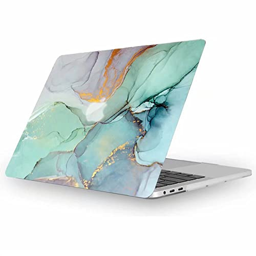 Compatible with MacBook Air 13.6 inch Case 2022 2024 2025 Release M4 A3240 M3 A3113 M2 A2681 with Touch ID & Retina Display, Rubberized Slim Hard Shell Protective Case Cover for Air 13.6, Marble Green