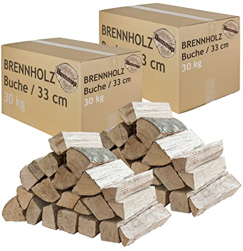 Legna da Ardere 60 kg Per Stufa e Camino Braciere Griglia Cestello per il Fuoco Ceppi 33 cm Flameup