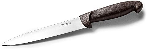 Forgast, Coltello da Cucina Professionale, Coltello per Carne Cotta e Salsicce, Lunghezza 18 cm, Coltello da Chef, Coltelli da Tavola, Lavabile in Lavastoviglie, Marrone