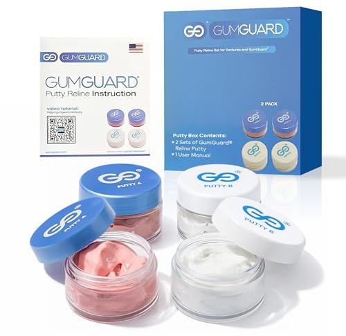 GumGuard Denture Putty Pack Reline Set (Pack of 2) – Fast Self-Curing Denture Reliner for Custom Fit & Comfort | Versatile Denture Reline Kit with Watertight Seal & Multiple Applications