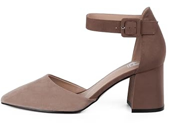 Rio Fiore H1877-A0142 Zapatos de tacón para mujer Negro/blanco/gris/azul/beige/taupe/verde/fucsia/violeta/rojo Tacón de bloque de 7,5 cm Zapatos cómodos con correas de ante suave/cuero sintético