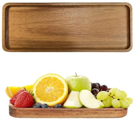 LNGJIN 29 cm x 10 cm x 1,5 cm - Plateau décoratif en bois - Plateau de service pour restaurant, bar, fromage, sushi, collations (rectangulaire)