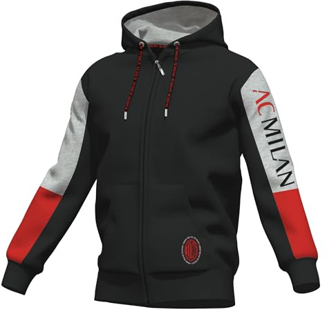Hermet Milan Giacca Sportiva con Zip - Felpa Uomo in 100% Cotone French Terry 2 Modelli Prodotto Ufficiale (IT, Testo, S, Regular, Regular, Modello 2010)