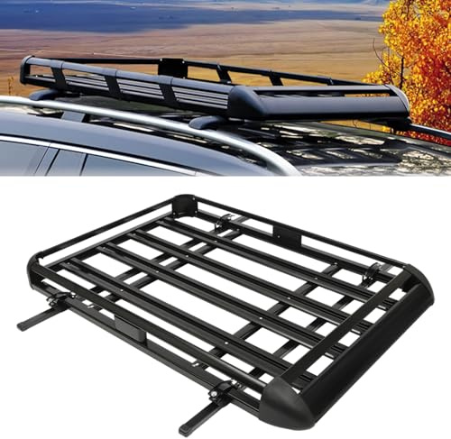 Garbenat Dachgepäckträger Auto 160x100cm Universal Dachträger Aluminium Dachkorb Auto 150KG Gewichtskapazität SUV Gepäckträger Dachträger für SUV Modelle mit eingebauten Gepäckträgern Schwarz