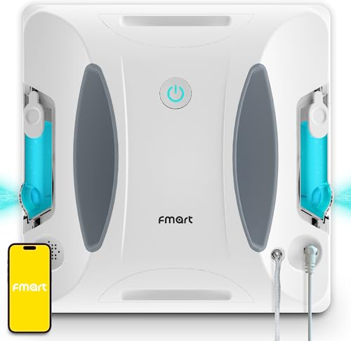 Fmart W6 fensterputzroboter mit sprühfunktion, automatischer fensterroboter, leistungsstarke 3800pa Saugkraft, 50ml Wassertank, APP-Steuerung, automatische Bahnplanung