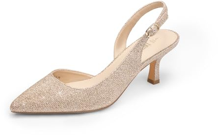 DREAM PAIRS Dampumps med stängd tå, storlek 41, guld glitter, SDPU2454W