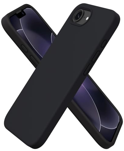ORNARTO Funda para iPhone 17e, Funda iPhone 16e, Silicona Líquida Carcasa Protectora Cuerpo Completo,Antiarañazos Antigolpes Suave Case con Forro de Microfibra,Negro