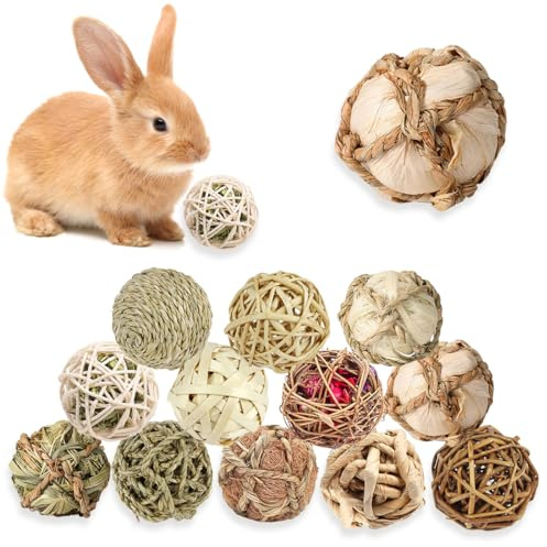 Lot de 12 balles Jouets à Mâcher pour Petits Animaux, Jouets pour Petits Animaux à Mâcher pour améliorer la santé Dentaire des Animaux de Compagnie pour Lapins Hamster, Perroquet, Chinchilla