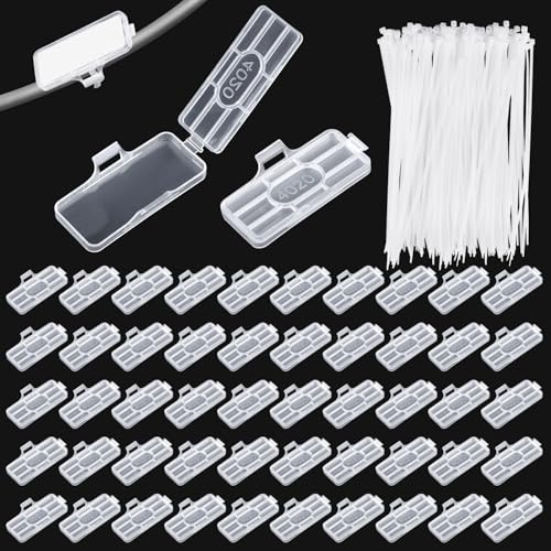Niuny Kabelbeschriftung Clip Kabel Beschriftung Clip 100Stk Kabeletiketten Kabelmarker Kabelmarkierung Weiß Wasserfest mit Kabelbinder für Kennzeichnung und Sortierung von Kabeln Aller Art