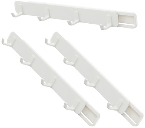 WEKAMOS Perchero Deslizante Extraíble Diseño Ahorrador de Espacio y Retráctil con 3 Ganchos de Abs Adecuado para Organizar Ropa y Accesorios para Armario y Baño