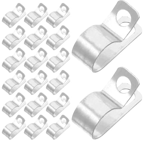 DIYEAH Lot de 120 Colliers de Serrage R en Aluminium 05 MM d'Épaisseur pour Câble 12 MM Pinces Métalliques Résistantes à la Corrosion Clips Câbles Isolés pour Fixation Sécurisée en