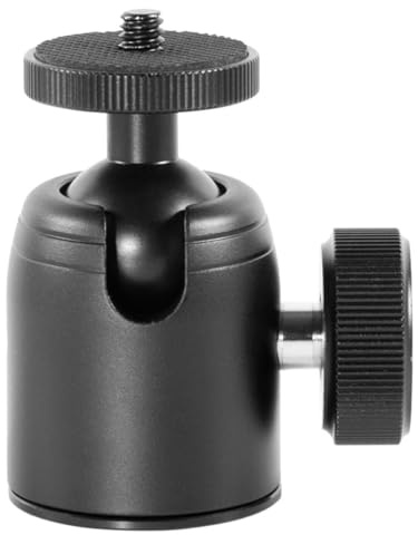 Alipis Cabezal de Bola para Trípode Tornillo 1/4 y 3/8, Rotación 360°, Aleación de Aluminio Negro, Accesorios de Cámara con Posicionamiento Versátil