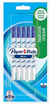 Paper Mate Mini+ Tintenkiller, feine Schreibspitze, Blau, 5er-Packung