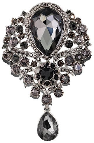 YAZILIND Mode Lily Blume eingelegten Strasssteine ​​Legierung Zirkonia Anhänger Brosche Frauen Mädchen Zubehör (grau)