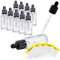 Oputec Lot de 10 x 30ml flacons Compte-Gouttes en Verre - avec Pipette en Verre et Graduation + 10 étiquettes - Bouteilles de Pharmacie, Transparent