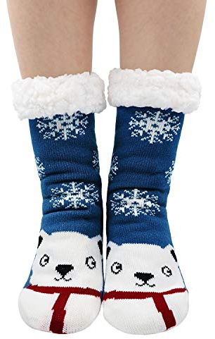 PUTUO Chaussettes Chaussons Femme Hiver: Chaud Antidérapantes Thermique Pantoufles Chaussettes à la Maison pour Femmes