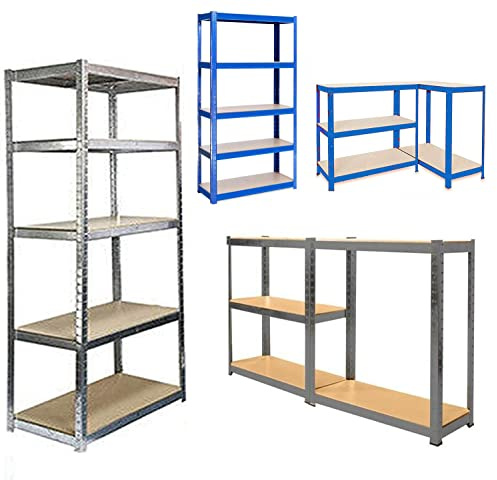 Rigogo Scaffale in metallo, 200 x 100 x 50 cm, 5 ripiani in MDF, regolabile, per garage, per carichi pesanti, facile da montare, max. 875 kg, zincato
