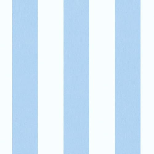 Profhome Carta da parati a righe 381485-GU carta da parati intissata (TNT) blu bianco 0,53 m x 10,05 m / 5,33 m2
