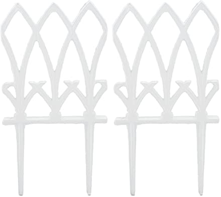 Relaxdays Clôture de Parterre, en Lot de 2, Grille Jardin, Fonte, Dimensions HxL : 33,5 x 17,5 cm chacune, Blanche