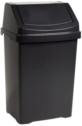 Celino® Poubelle en plastique à couvercle basculant 50 l pour la maison, la cuisine, le bureau (noir minuit)