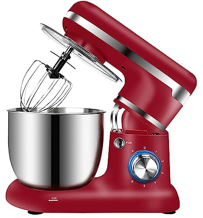 Robot Batidora Amasadora Repostería Capacidad De 5 L Robot De Cocina Mezcla 6 Velocidades con Función De Pulso con Batidor K, Gancho para Masa, Batidor para Pasteles, Masa, Pan, Postres Y Más (Color