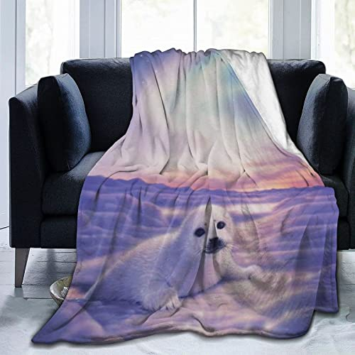 okoikfc Kuscheldecke Flauschig 130x150 cm 3D Weißes Siegel Decke Fleecedecke - Wohndecke, Sofadecke Kleine, Decke Couch Blanket, Kuscheldecke Kinder, Sofa überwurfdecke