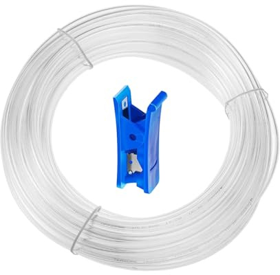 HUAZIZ 12 Meter PU Pneumatikschlauch Pneumatic Polyurethane Schlauch Flexibel Druckluftschlauch Außen 10 mm x Innen 6,5mm Transparente+1 x Schlauchschneider