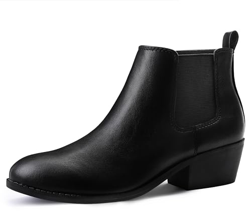 FUPPIA Chelsea Boots Women Fashion Ankle Booties Classic Low Heel Side Zip Shoes for Women Black Brown
