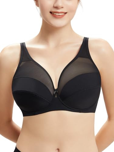 Minimizer Bra for Heavy Breast Comfy Bra Smoothing Womens Bra Underwire Support Bras Full Coverage Cross Straps Minimizing Bras for Large Breasts Black 34G 34 G