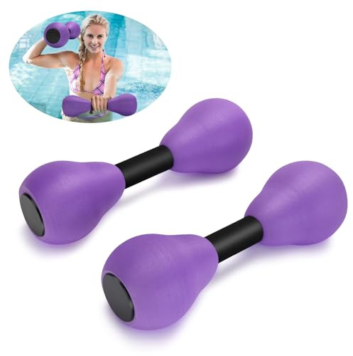 Aquatic Dumbells,2Pcs Foam Water Weights Aerobic Exercise Fitness Equipment Dumbbells,Pool Resistance Swimming Training for Adults/Kids/Men/Women Weight Loss,Beginner Swimming Training, Purple