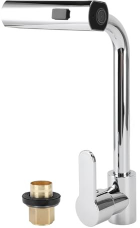 Robinet de cuisine extensible haute pression rotatif à 360° avec douchette 3 modes (argenté)