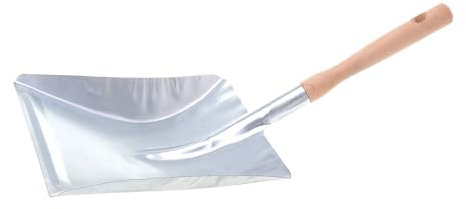 | Kohlenschaufel mit Griff aus Holz - Aschenschaufel aus Metall - kleine Kehrschaufel - Kehrblech - Kohlenlöffel - Ofenschaufel - Kaminschaufe (silbern)