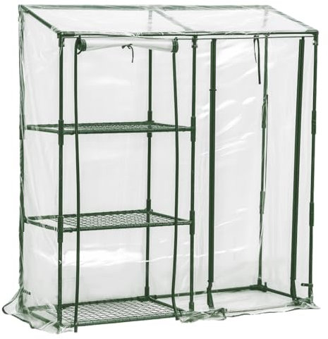 ESTO Serra da Balcone da Giardino, Corpo in Policarbonato e Telo in PVC Trasparente, Adatto per Colture Invernali, Copertura per Piante e Fiori (Rettangolare)