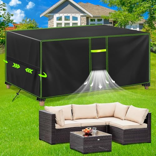 FORTRY Cubierta para muebles de jardín, impermeable, resistente al invierno, funda protectora para muebles de jardín, lona Oxford 420D para mesa de jardín, muebles de terraza, rectangular, 200 x 100 x