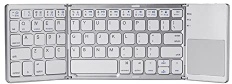 Pesderty Portable Mini Bluetooth-tangentbord hopfällbart trådlöst tangentbord med pekplatta för iOS, Android, Tablet Silver