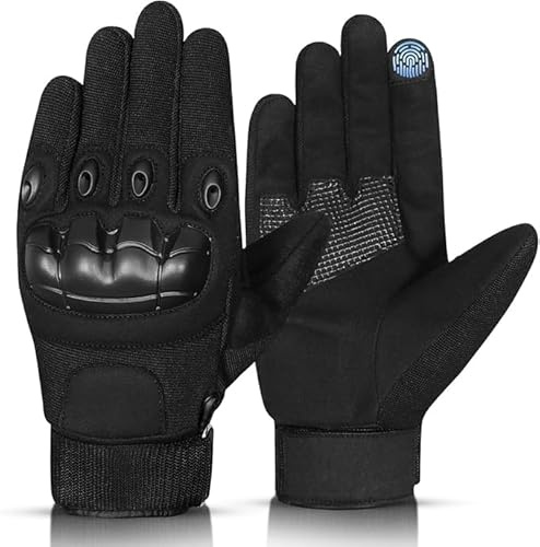 Guanti da moto per uomo e donna, guanti da equitazione con dita intere, traspiranti e protettivi, per corse su strada, motocross, BMX, MTB, ciclismo, arrampicata e ATV (nero, L)