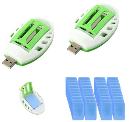 KUWUNG USB Enchufe Antimosquitos con 100 Pastillas, Repelente de Mosquitos para Interiore y Exteriore, Portátil USB Repelente Mosquitos Electrico (2 USB + 100 Pastillas)